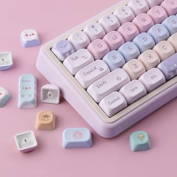 Amazon.com: Tsungup PBT MOA Keycaps,135 Keys Purple Cute